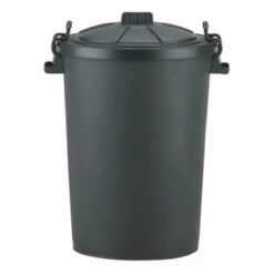 DUSTBIN/REFUSE BLACK PLASTIC DUSTBIN CW LID 85L B/BIN/85